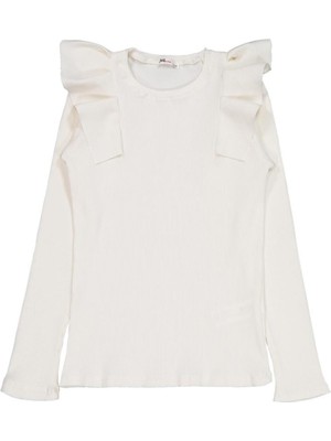 Civil Girls Omuz Fırfırlı 10-13 Yaş Sweatshirt - Ekru