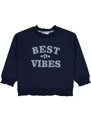 Civil Girls Best Vibes Nakışlı 2-5 Yaş Sweatshirt - Lacivert