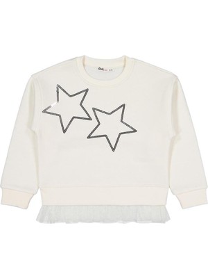Civil Girls Yıldız Baskılı 10-13 Yaş Sweatshirt - Ekru