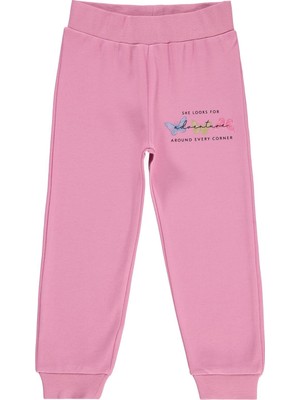 Civil Girls Renkli Kelebek Baskılı 2-5 Yaş Eşofman Altı - Pembe