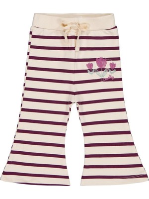 Civil Baby Çizgi Emp. Çiçek Nakışlı 6-18 Ay Eşofman Altı - Bej