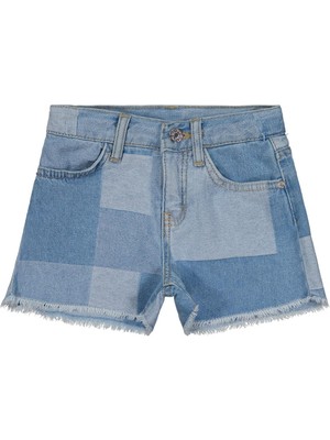 Civil Girls Ekose Desenli 2-5 Yaş Şort - Mavi 5-6 Yaş