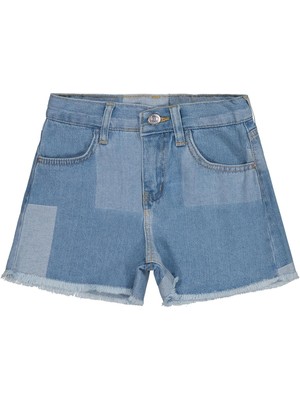 Civil Girls Ekose Desenli 10-13 Yaş Şort - Mavi 13-14 Yaş