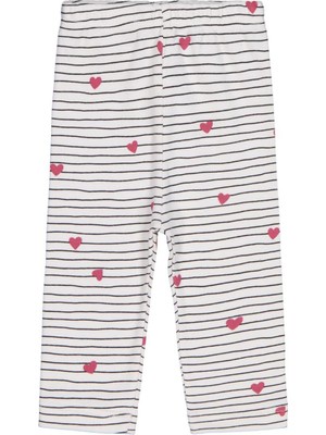 Civil Baby Çizgi Kalp Empirme 6-18 Ay Tek Alt Bebe - Ekru