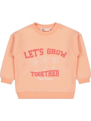 Civil Girls Lest Grow Together Baskılı 2-5 Yaş Sweatshirt - Turuncu