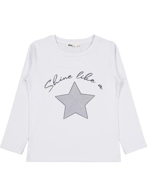 Civil Girls Yıldız Baskılı 6-9 Yaş Sweatshirt - Beyaz