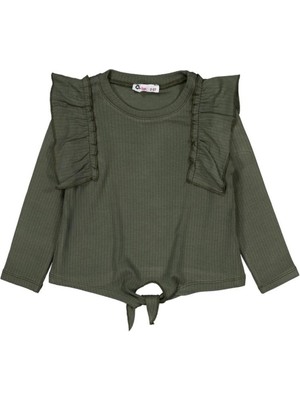 Civil Girls Omuz Fırfırlı 2-5 Yaş Sweatshirt - Haki