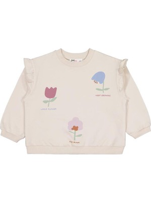 Civil Girls Lale Baskılı 2-5 Yaş Sweatshirt - Bej