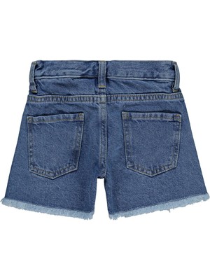 Civil Girls Mavi Yıldız Nakışlı Şort Kız Çocuk 5-6 Yaş Düz Desen Standart Bel