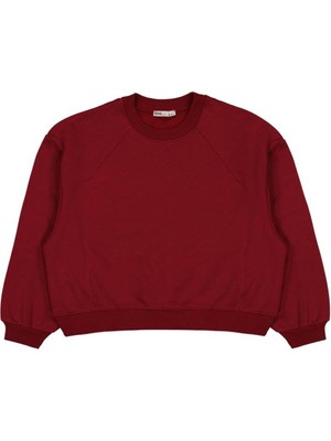 Civil Girls Düz 10-13 Yaş Sweatshirt - Bordo