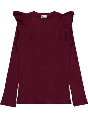 Civil Girls Omuz Fırfırlı 10-13 Yaş Sweatshirt - Bordo