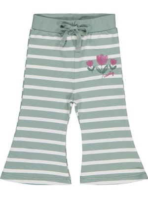 Civil Baby Çizgi Emp. Çiçek Nakışlı 6-18 Ay Eşofman Altı - Yeşil