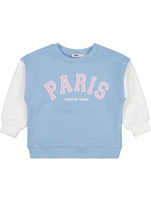 Civil Girls Paris Baskılı 2-5 Yaş Sweatshirt - Mavi
