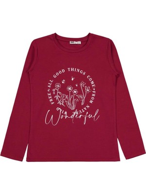 Civil Girls Wonderful Baskılı 10-13 Yaş Sweatshirt - Bordo