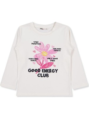 Civil Girls Kız Çocuk Ekru Good Energy Clup Baskılı Sweatshirt Truvakar Kol Regular Fit
