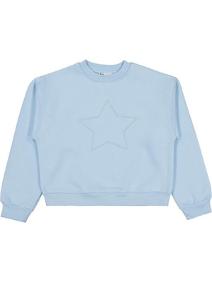 Civil Girls Yıldız Nakışlı 10-13 Yaş Sweatshirt - Mavi