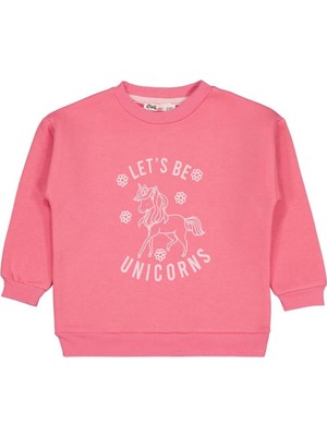 Civil Girls Unicorn Baskılı 2-5 Yaş Sweatshirt - Pembe
