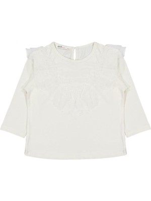 Civil Girls Tül Fırfırlı 2-5 Yaş Sweatshirt - Ekru