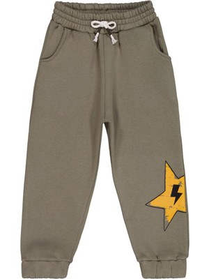 Civil Boys Yıldız Baskılı Süs Bağcıklı 6-9 Yaş Eşofman Altı - Haki