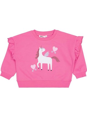 Civil Girls Kalpli Unicorn Baskılı 2-5 Yaş Sweatshirt - Pembe