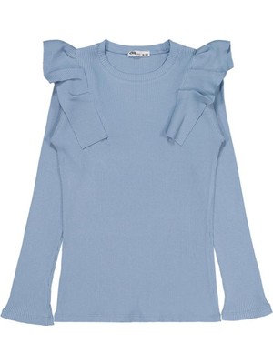Civil Girls Omuz Fırfırlı 10-13 Yaş Sweatshirt - Mavi