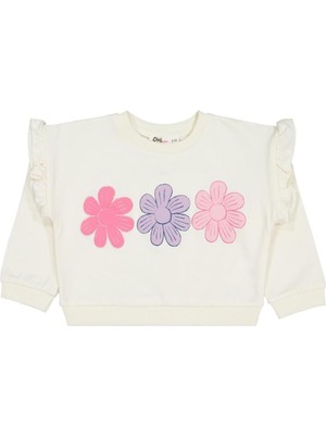 Civil Girls Renkli Papatya Baskılı 2-5 Yaş Sweatshirt - Ekru
