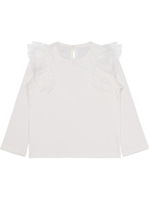 Civil Girls Tül Fırfırlı 6-9 Yaş Sweatshirt - Ekru