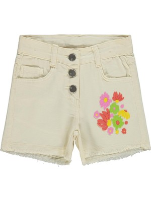 Civil Girls Çiçek Baskılı 2-5 Yaş Şort - Bej 3-4 Yaş