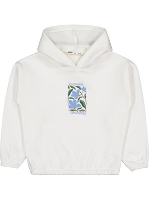 Civil Girls Flower Baskılı 10-13 Yaş Sweatshirt - Ekru