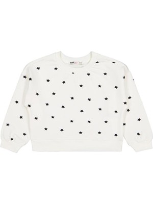 Civil Girls Yıldız Baskılı 2-5 Yaş Sweatshirt - Ekru