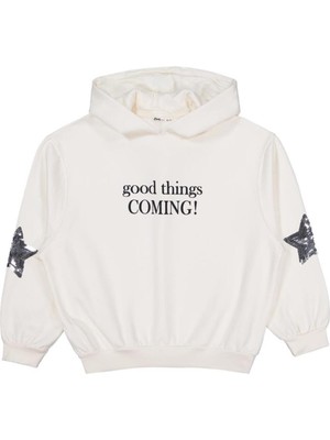 Civil Girls Coming Baskılı 10-13 Yaş Sweatshirt - Ekru
