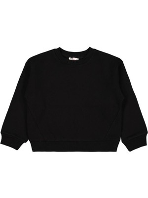 Civil Girls Düz 6-9 Yaş Sweatshirt - Siyah