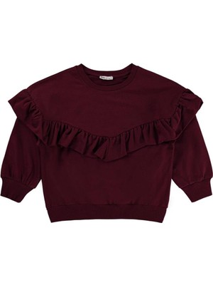 Civil Girls Roba Fırfırlı 10-13 Yaş Sweatshirt - Bordo