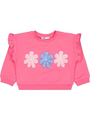 Civil Girls Renkli Papatya Baskılı 2-5 Yaş Sweatshirt - Pembe