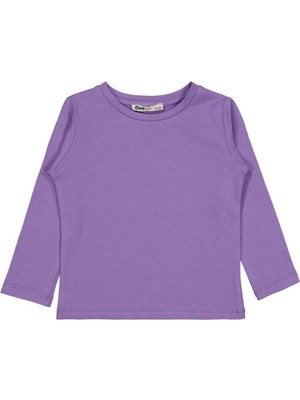 Civil Girls Civil Kız Çocuk 2-5 Yaş Lila Sweatshirt Düz Desenli Truvakar Kol ile Rahat Fit