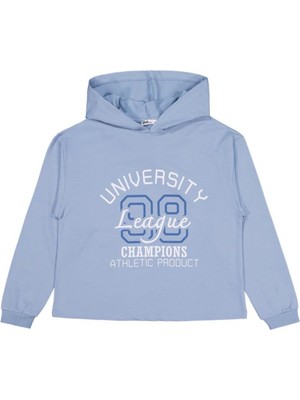 Civil Girls Unıversity Baskılı Mavi Sweatshirt Kız Çocuk 10-13 Yaş Uzun Kol Regular Fit