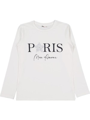 Civil Girls Paris Baskılı 10-13 Yaş Sweatshirt - Ekru