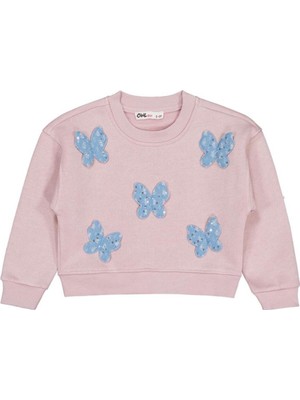 Civil Girls Kelebek Aksesuarlı 2-5 Yaş Sweatshirt - Pembe