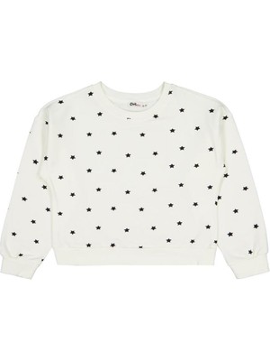 Civil Girls Yıldız Baskılı 6-9 Yaş Sweatshirt - Ekru
