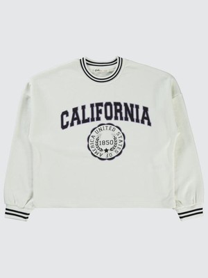 Civil Girls California Baskılı 10-13 Yaş Sweatshirt - Ekru