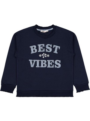 Civil Girls Best Vibes Nakışlı 6-9 Yaş Sweatshirt - Lacivert