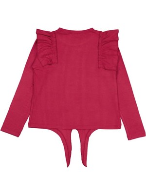 Civil Girls Omuz Fırfırlı 6-9 Yaş Sweatshirt - Kırmızı