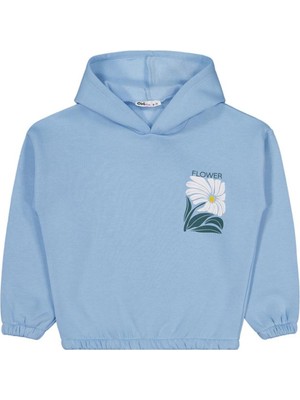 Civil Girls Flower Baskılı 6-9 Yaş Sweatshirt - Mavi