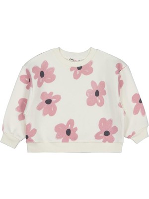 Civil Girls Çiçek Baskılı 2-5 Yaş Sweatshirt - Ekru