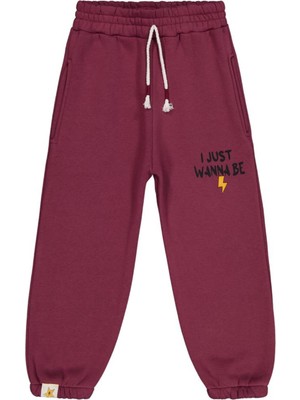 Civil Boys I Just Baskılı Süs Bağcıklı 6-9 Yaş Eşofman Altı - Bordo