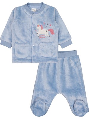 Civil Baby Unicorn Nakışlı 1-9 Ay Pijama Takımı - Mavi 6-9 Ay