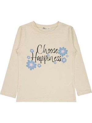 Civil Girls Choose Happiness Baskılı 6-9 Yaş Sweatshirt - Fil Dişi