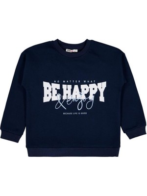 Civil Girls Be Happy Baskılı 6-9 Yaş Sweatshirt - Lacivert