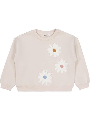 Civil Girls Papatya Nakışlı 6-9 Yaş Sweatshirt - Bej