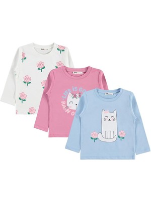 Civil Girls Kedi Baskılı 3'lü Set 2-5 Yaş Sweatshirt - Standart